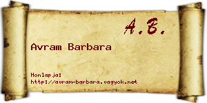 Avram Barbara névjegykártya